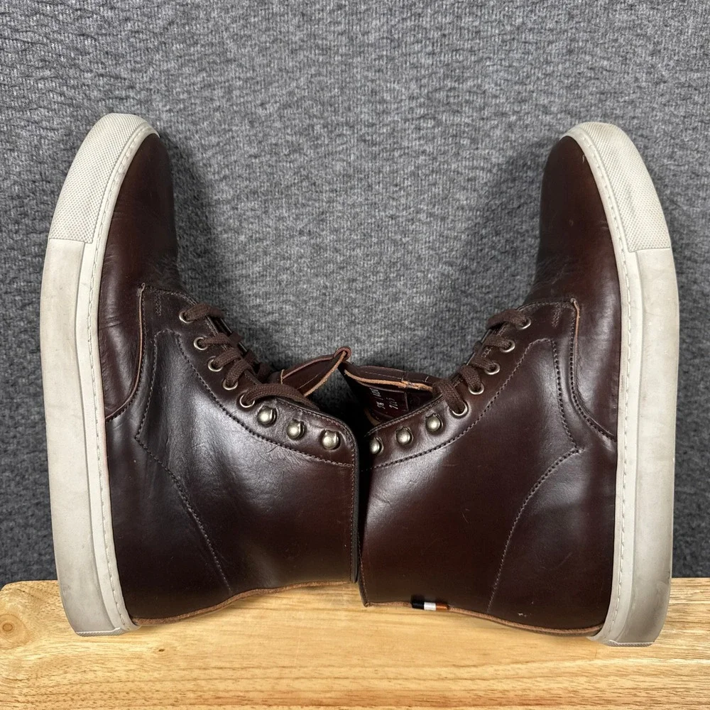 Allen Edmonds Higgins Mill Sneaker Mens 9.5 D Brown Leather High Top Shoes